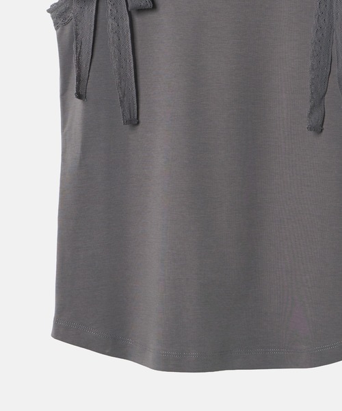 LE CIEL BLEU(ルシェルブルー)の「レースリボンキャミトップ / Lace Ribbon Cami Top(Tシャツ/カットソー・レディース・ブラック/オフホワイト/チャコールグレー・36)」の9枚目の写真