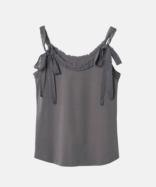 LE CIEL BLEU(ルシェルブルー)の「レースリボンキャミトップ / Lace Ribbon Cami Top(Tシャツ/カットソー・レディース・ブラック/オフホワイト/チャコールグレー・36)」の7枚目の写真