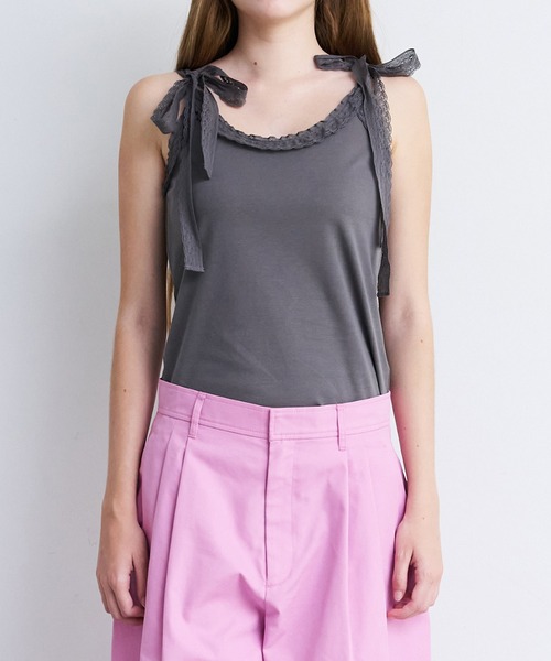 LE CIEL BLEU(ルシェルブルー)の「レースリボンキャミトップ / Lace Ribbon Cami Top(Tシャツ/カットソー・レディース・ブラック/オフホワイト/チャコールグレー・36)」の11枚目の写真