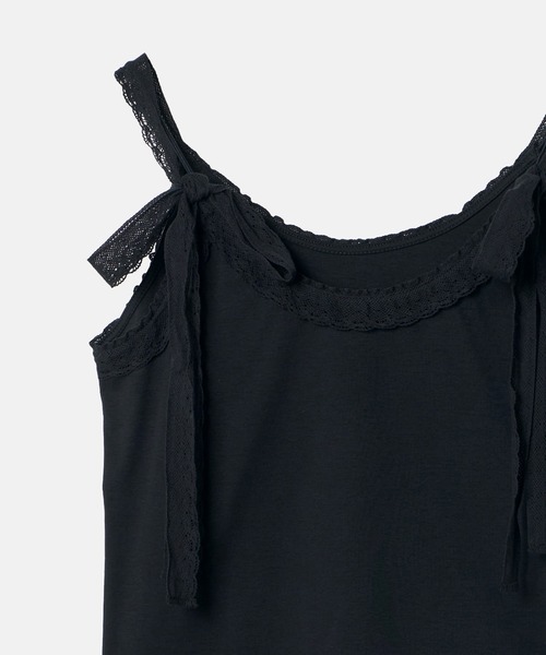 LE CIEL BLEU(ルシェルブルー)の「レースリボンキャミトップ / Lace Ribbon Cami Top(Tシャツ/カットソー・レディース・ブラック/オフホワイト/チャコールグレー・36)」の14枚目の写真