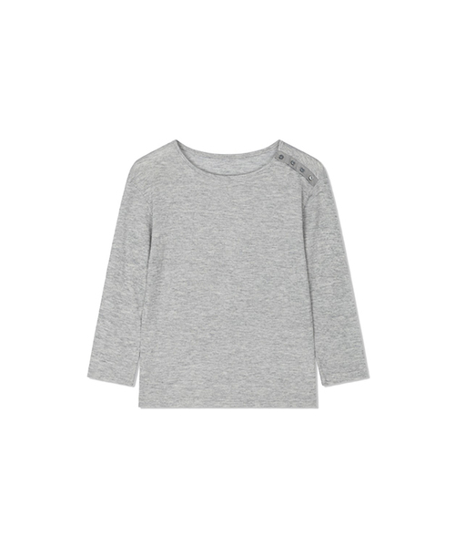 Yuje（ユジェ）の「WAFFLE BUTTON TOP (2color, 2size)（Tシャツ/カットソー・レディース・グレー/アイボリー・SMALL/MEDIUM）」の2枚目の写真