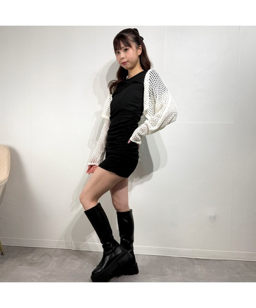 marcydorn（マーシードルン）の「プチハイネック風カットアウトミニワンピース（ワンピース・レディース・ホワイト/ブラック・S/M/L）」の7枚目の写真