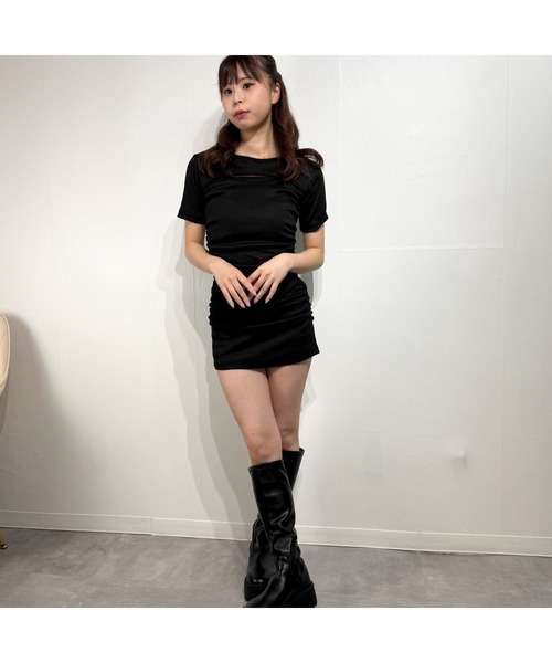 marcydorn（マーシードルン）の「プチハイネック風カットアウトミニワンピース（ワンピース・レディース・ホワイト/ブラック・S/M/L）」の10枚目の写真