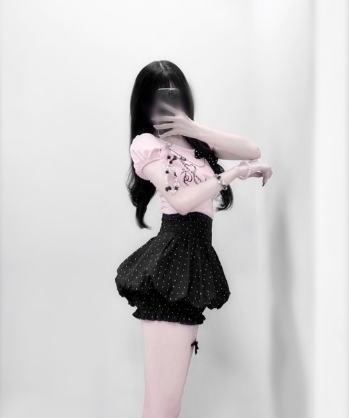 OLIVE des OLIVE(オリーブデオリーブ)の「【インフルエンサー企画】miko dot balloon skirt pants(スカート・レディース・ピンク/ブラック・FREE)」の3枚目の写真