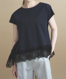 cloenc | 【ひんやり/UVカット】レース フレンチスリーブプルオーバー(Tシャツ/カットソー)