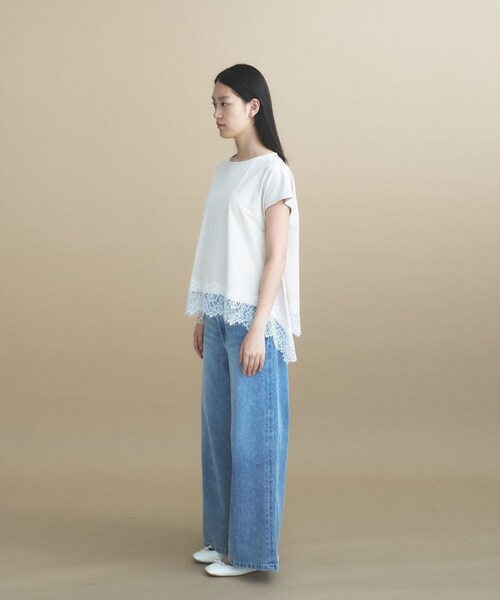 cloenc(クロエンス)の「【ひんやり/UVカット】レース フレンチスリーブプルオーバー(Tシャツ/カットソー・レディース・ナチュラル/ホワイト/ネイビー・02)」の16枚目の写真