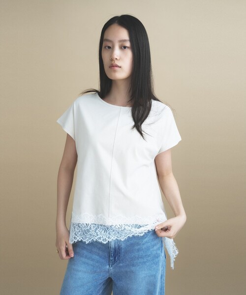 cloenc(クロエンス)の「【ひんやり/UVカット】レース フレンチスリーブプルオーバー(Tシャツ/カットソー・レディース・ナチュラル/ホワイト/ネイビー・02)」の18枚目の写真