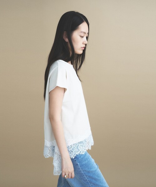 cloenc(クロエンス)の「【ひんやり/UVカット】レース フレンチスリーブプルオーバー(Tシャツ/カットソー・レディース・ナチュラル/ホワイト/ネイビー・02)」の19枚目の写真
