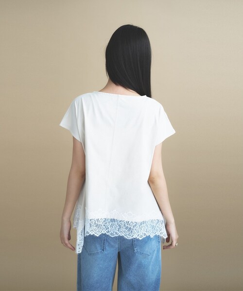 cloenc(クロエンス)の「【ひんやり/UVカット】レース フレンチスリーブプルオーバー(Tシャツ/カットソー・レディース・ナチュラル/ホワイト/ネイビー・02)」の20枚目の写真