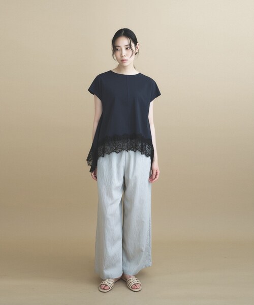 cloenc(クロエンス)の「【ひんやり/UVカット】レース フレンチスリーブプルオーバー(Tシャツ/カットソー・レディース・ナチュラル/ホワイト/ネイビー・02)」の21枚目の写真
