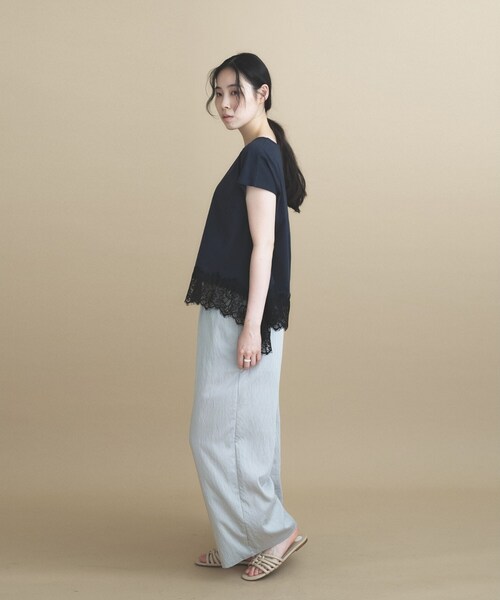cloenc(クロエンス)の「【ひんやり/UVカット】レース フレンチスリーブプルオーバー(Tシャツ/カットソー・レディース・ナチュラル/ホワイト/ネイビー・02)」の22枚目の写真
