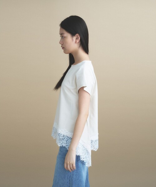 cloenc(クロエンス)の「【ひんやり/UVカット】レース フレンチスリーブプルオーバー(Tシャツ/カットソー・レディース・ナチュラル/ホワイト/ネイビー・02)」の9枚目の写真