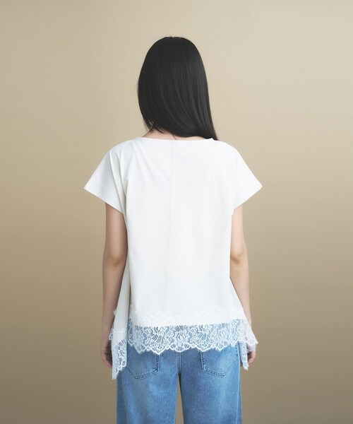 cloenc(クロエンス)の「【ひんやり/UVカット】レース フレンチスリーブプルオーバー(Tシャツ/カットソー・レディース・ナチュラル/ホワイト/ネイビー・02)」の10枚目の写真