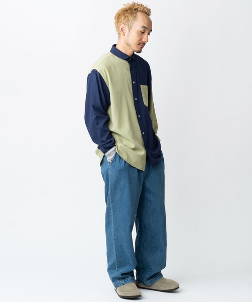 gym master(ジムマスター)の「2WAYショールカラープレーンネルシャツ(シャツ/ブラウス・メンズ・ブルー系その他/チャコール/ナチュラル/ベージュ系その他/ネイビー/ライトグリーン・SMALL/X-LARGE/MEDIUM/LARGE)」の9枚目の写真
