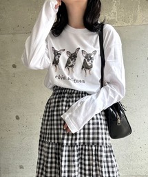 DOGグラフィックリボンロンT/長袖Tシャツ(hsyd)