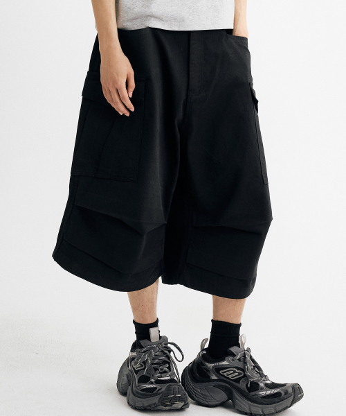 THEN OUR(デンアワー)の「コットンウォッシュドバミューダカーゴパンツ(ブラック)(その他パンツ・メンズ・その他・LARGE/MEDIUM/X-LARGE)」の1枚目の写真