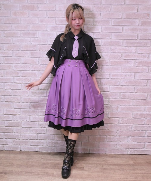 axes femme POETIQUE（アクシーズファムポエティック）の「スパークル刺繍配色ＳＫ（スカート・レディース・ラベンダー/ブラック・MEDIUM）」の14枚目の写真