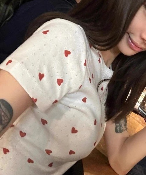 HALEY PESCA(ヘーリーペスカ)の「HALEY PESCA/ハートドット半袖Tシャツ(Tシャツ/カットソー・レディース・ホワイト・MEDIUM/SMALL)」の5枚目の写真