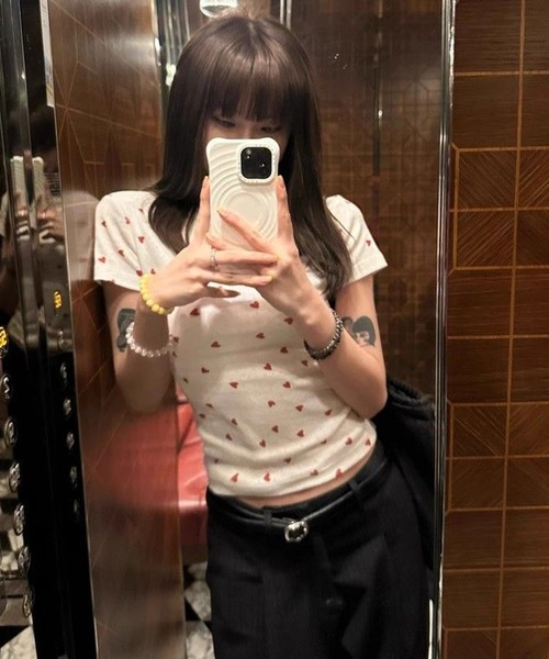 HALEY PESCA(ヘーリーペスカ)の「HALEY PESCA/ハートドット半袖Tシャツ(Tシャツ/カットソー・レディース・ホワイト・MEDIUM/SMALL)」の7枚目の写真