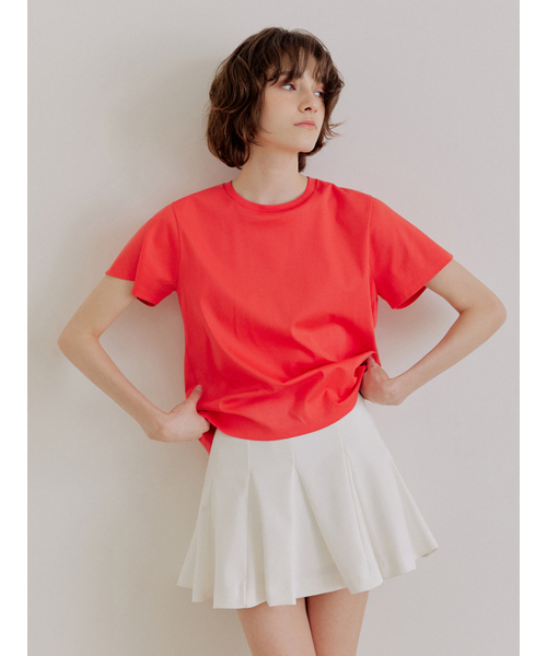 LEFTSEOUL（レフトソウル）の「60スレポーターコットンハーフTシャツ[サルモンオレンジ]（Tシャツ/カットソー・レディース・オレンジ系その他・MEDIUM/SMALL）」の2枚目の写真