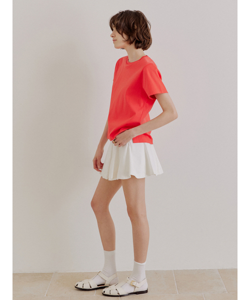 LEFTSEOUL（レフトソウル）の「60スレポーターコットンハーフTシャツ[サルモンオレンジ]（Tシャツ/カットソー・レディース・オレンジ系その他・MEDIUM/SMALL）」の3枚目の写真