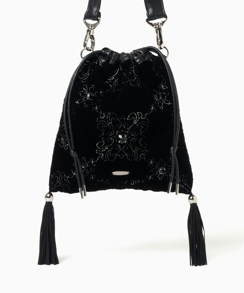tanakadaisuke(タナカダイスケ)の「【tanakadaisuke/タナカダイスケ】palace tiles quilted drawstring bag/パレスタイルズキルテッドドローストリングバッグ(ショルダーバッグ・レディース・ブラック・FREE)」の7枚目の写真
