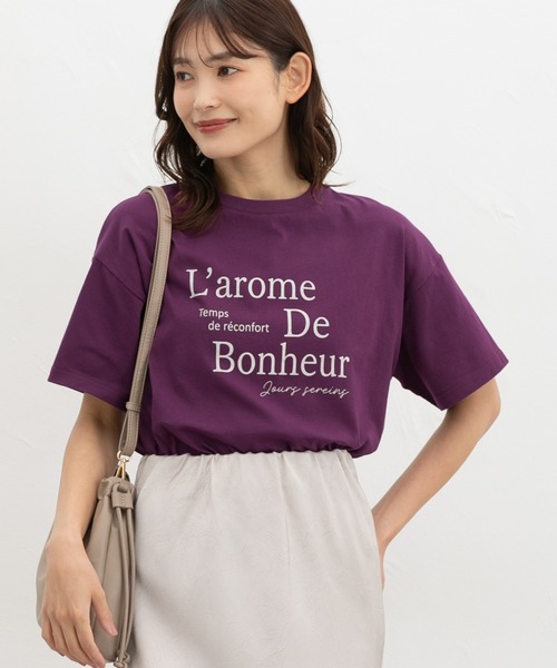 Honeys(ハニーズ)の「ロゴプリントTシャツ(Tシャツ/カットソー・レディース・ブラウン/ホワイト/スミクロ/パープル・S/M/LL/L)」の4枚目の写真