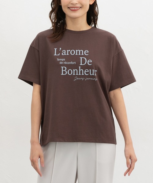 Honeys(ハニーズ)の「ロゴプリントTシャツ(Tシャツ/カットソー・レディース・ブラウン/ホワイト/スミクロ/パープル・S/M/LL/L)」の3枚目の写真