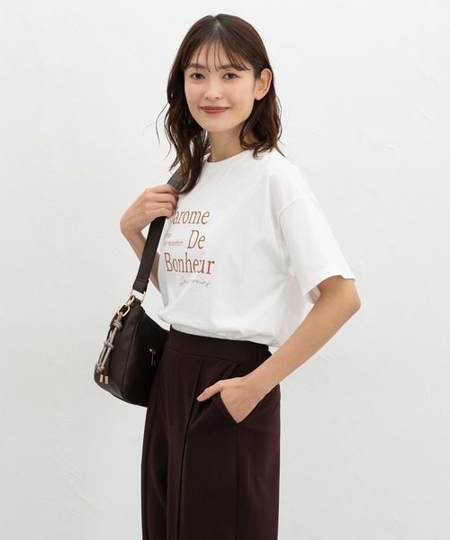 Honeys(ハニーズ)の「ロゴプリントTシャツ(Tシャツ/カットソー・レディース・ブラウン/ホワイト/スミクロ/パープル・S/M/LL/L)」の6枚目の写真