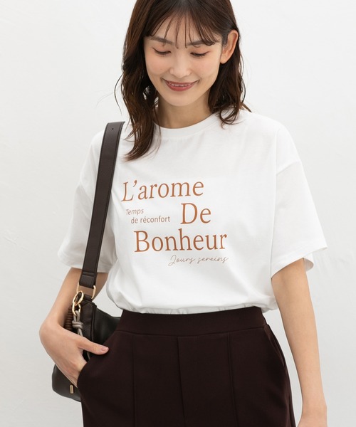 Honeys(ハニーズ)の「ロゴプリントTシャツ(Tシャツ/カットソー・レディース・ブラウン/ホワイト/スミクロ/パープル・S/M/LL/L)」の7枚目の写真
