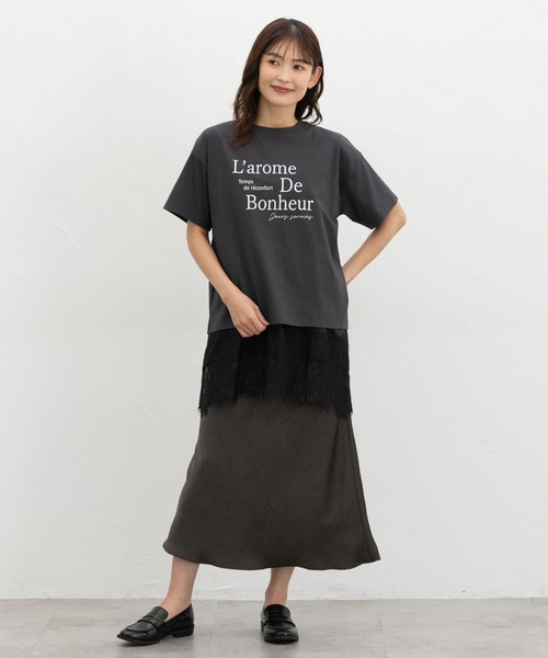 Honeys(ハニーズ)の「ロゴプリントTシャツ(Tシャツ/カットソー・レディース・ブラウン/ホワイト/スミクロ/パープル・S/M/LL/L)」の9枚目の写真