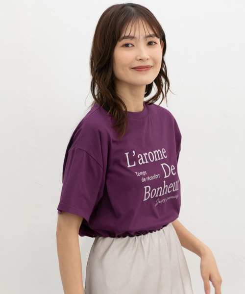 Honeys(ハニーズ)の「ロゴプリントTシャツ(Tシャツ/カットソー・レディース・ブラウン/ホワイト/スミクロ/パープル・S/M/LL/L)」の12枚目の写真