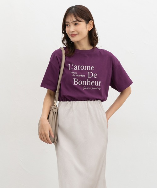 Honeys(ハニーズ)の「ロゴプリントTシャツ(Tシャツ/カットソー・レディース・ブラウン/ホワイト/スミクロ/パープル・S/M/LL/L)」の13枚目の写真