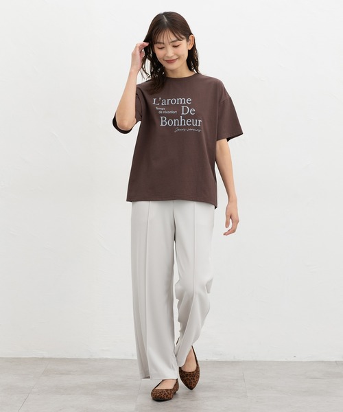 Honeys(ハニーズ)の「ロゴプリントTシャツ(Tシャツ/カットソー・レディース・ブラウン/ホワイト/スミクロ/パープル・S/M/LL/L)」の14枚目の写真