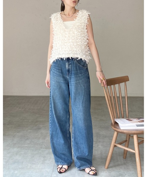 She's Closet(シーズクローゼット)の「深Vネックリボンヤーンフリンジニットベスト(ベスト・レディース・ブラック/アイボリー/ブラウン・FREE)」の10枚目の写真