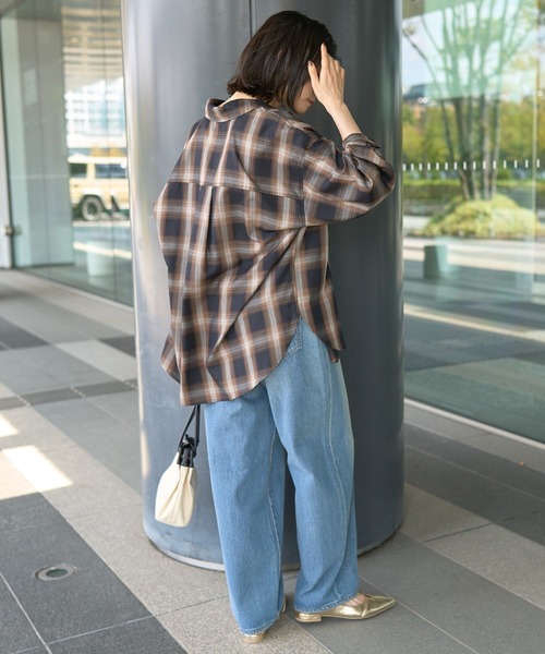 AMERICAN HOLIC(アメリカンホリック)の「【WEB限定】イージーケアチェックシャツ(シャツ/ブラウス・レディース・グリーン/ブラック/ブルー/アイボリー・M/L)」の12枚目の写真