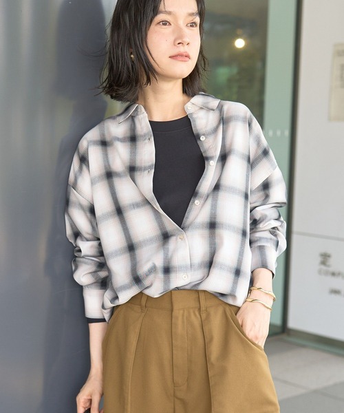 AMERICAN HOLIC(アメリカンホリック)の「【WEB限定】イージーケアチェックシャツ(シャツ/ブラウス・レディース・グリーン/ブラック/ブルー/アイボリー・M/L)」の15枚目の写真