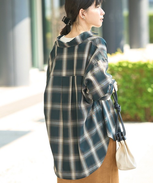 AMERICAN HOLIC(アメリカンホリック)の「【WEB限定】イージーケアチェックシャツ(シャツ/ブラウス・レディース・グリーン/ブラック/ブルー/アイボリー・M/L)」の21枚目の写真