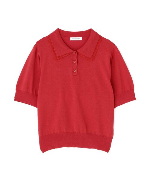 NATURAL BEAUTY BASIC（ナチュラルビューティーベーシック）の「レーストリム半袖ニット（ニット/セーター・レディース・ネイビー/レッド/オフホワイト・ﾌﾘ-）」の13枚目の写真