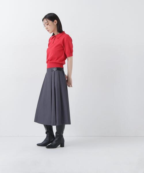 NATURAL BEAUTY BASIC（ナチュラルビューティーベーシック）の「レーストリム半袖ニット（ニット/セーター・レディース・ネイビー/レッド/オフホワイト・ﾌﾘ-）」の18枚目の写真