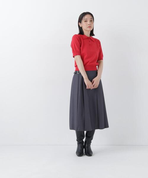 NATURAL BEAUTY BASIC（ナチュラルビューティーベーシック）の「レーストリム半袖ニット（ニット/セーター・レディース・ネイビー/レッド/オフホワイト・ﾌﾘ-）」の20枚目の写真