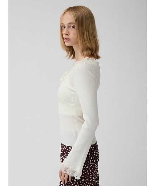 LILY BROWN(リリーブラウン)の「ストレッチレースニットトップス(ニット/セーター・レディース・ブラック/アイボリー/ブラウン・F)」の9枚目の写真