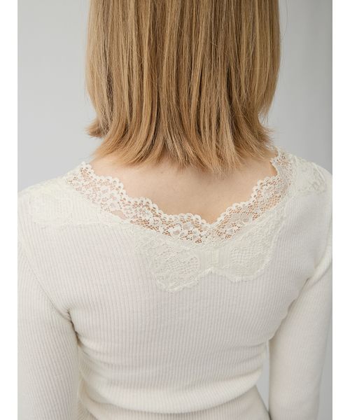 LILY BROWN(リリーブラウン)の「ストレッチレースニットトップス(ニット/セーター・レディース・ブラック/アイボリー/ブラウン・F)」の11枚目の写真