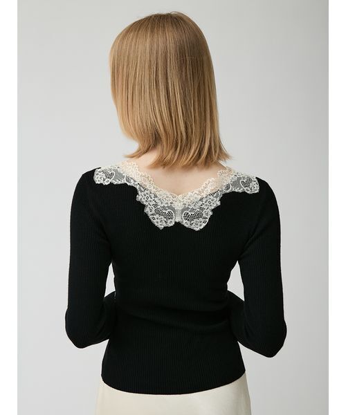 LILY BROWN(リリーブラウン)の「ストレッチレースニットトップス(ニット/セーター・レディース・ブラック/アイボリー/ブラウン・F)」の18枚目の写真