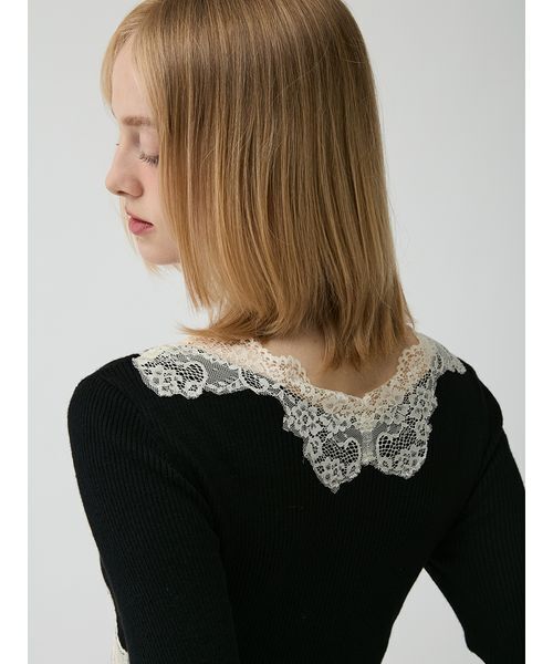 LILY BROWN(リリーブラウン)の「ストレッチレースニットトップス(ニット/セーター・レディース・ブラック/アイボリー/ブラウン・F)」の20枚目の写真