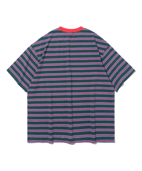 TAILOR STUDIO(テーラースタジオ)の「クラシックストライプ半袖Tシャツ(チャコール/パープル)(Tシャツ/カットソー・レディース・その他・FREE)」の2枚目の写真