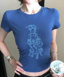 ヴィンテージライクドッグプリントコンパクトフィットTシャツ