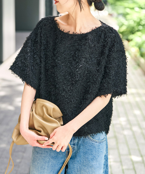 Spick & Span(スピックアンドスパン)の「《追加2》フェザーライクTブラウス(シャツ/ブラウス・レディース・アイボリー/ブラック・FREE)」の1枚目の写真
