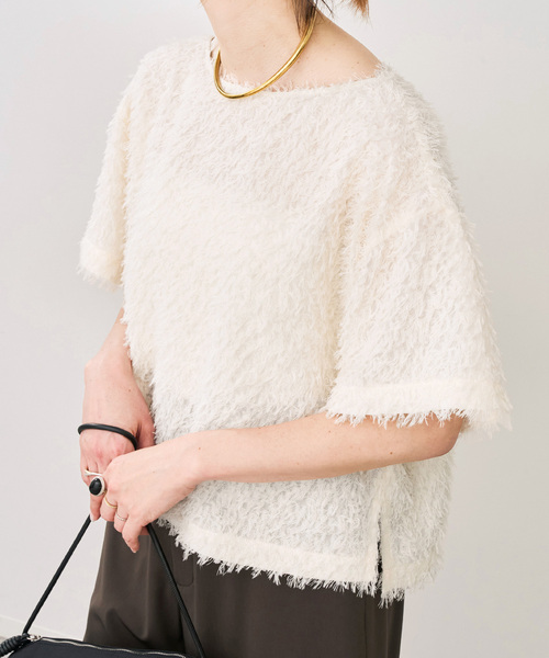 Spick & Span(スピックアンドスパン)の「《追加2》フェザーライクTブラウス(シャツ/ブラウス・レディース・アイボリー/ブラック・FREE)」の3枚目の写真