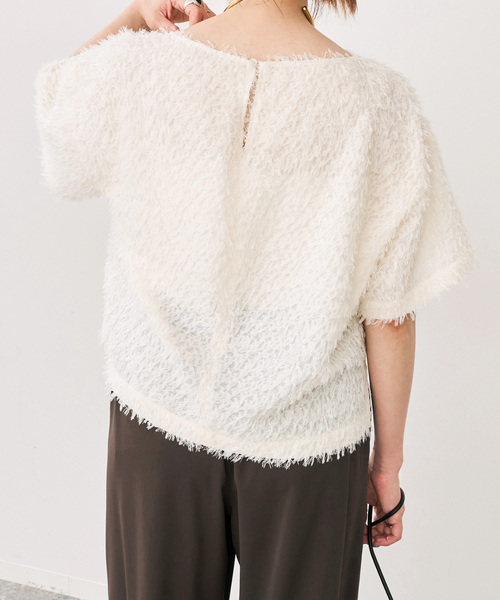 Spick & Span(スピックアンドスパン)の「《追加2》フェザーライクTブラウス(シャツ/ブラウス・レディース・アイボリー/ブラック・FREE)」の4枚目の写真